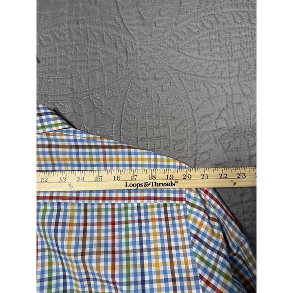 Peter Millar Shirt Adult Large Blue Multi Shepherd Check Cotton Button Up Mens - Picture 6 of 9